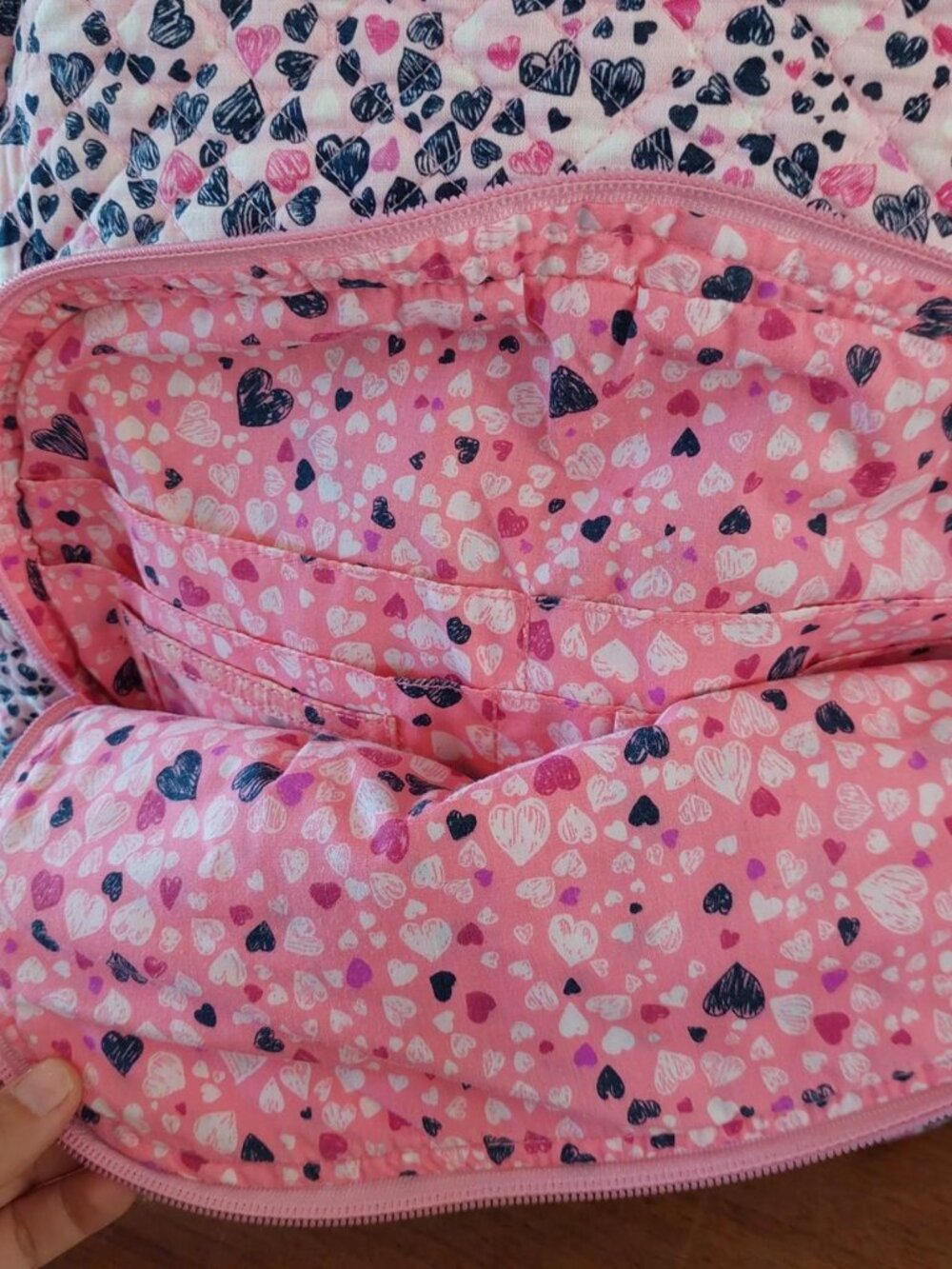 vera bradley love you lots backpack used Pink and black heart print backpack wit - Picture 6 of 8